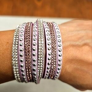 Pink and diamond wrap around bracelet